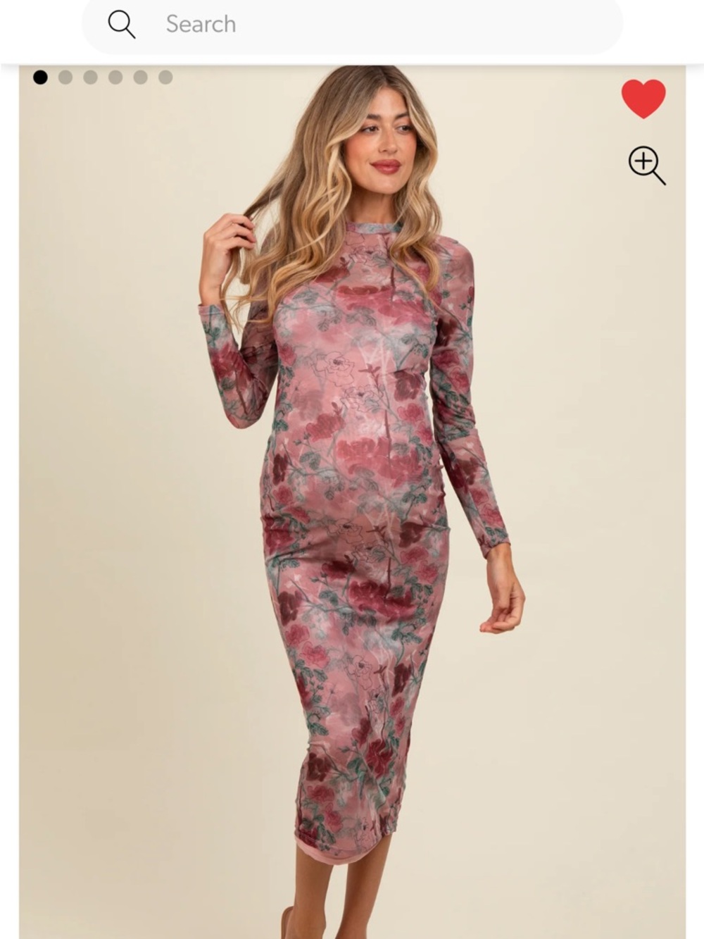 Mauve Floral Printed Mesh Overlay Maternity Maxi Dress